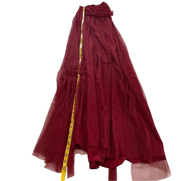 Amsale Red Crimson Maxi Tulle Overlay Formal Dress Crimson 6L Burgundy wedding - Picture 15 of 16